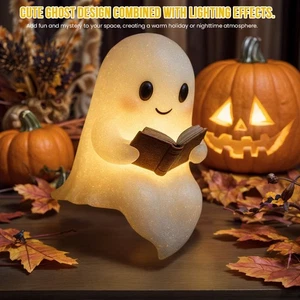 Cute LED Ghost Night Light Kids Sleep Lamp Halloween Décor Gift Warm Light - Picture 1 of 6