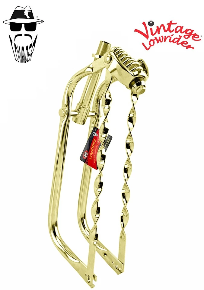 Vintage Lowrider 20" Bent Leg Classic Springer Gold Fork w/Flat Twisted Bars - Image 1 of 1