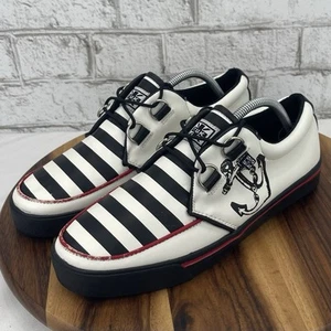 T.U.K. A7962 Hombre Talla 9 Zapatos Punk Rock Moda Estampado Ankor Cuero Blanco - Imagen 1 de 15