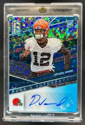 2018 Spectra Denzel Ward RC Neon Blue Rookie Auto #/149 Browns - Image 1 of 2