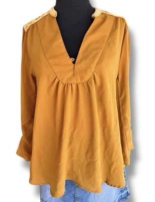 Size XL  XOXO Peasant Blouse V Neck Beautiful Velvet Beaded Trim Whimsigoth - Image 1 of 4