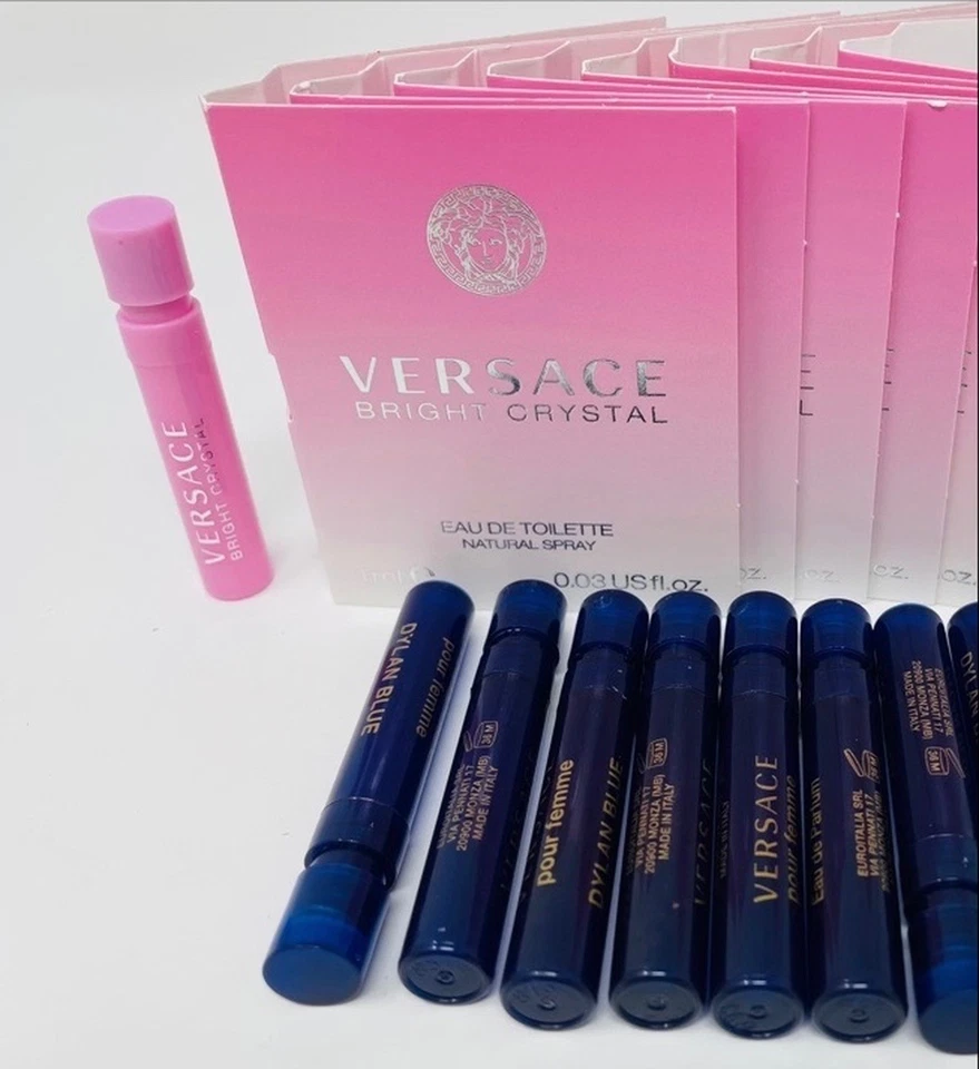 4 Versace Mujer Fragancia Cristal Brillante EDT + Tarjeta y 6 Dylan Azul .03 A Granel NUEVO Foto 1 de 4