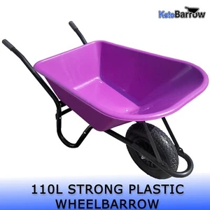 110 Litre Purple Wheelbarrow Garden Equestrian wheel barrow PNEUMATIC wheel - Picture 1 of 11