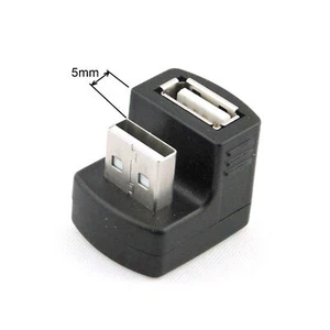 Right Angled USB 2.0 Adapter A Male to Female Extension 90 180 Degree Black - Picture 1 of 6