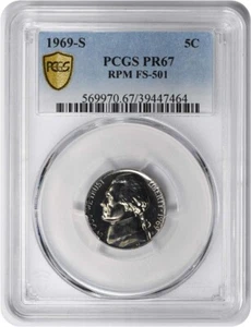 1969-S Jefferson Nickel RPM FS-501 PR67 PCGS - Picture 1 of 2