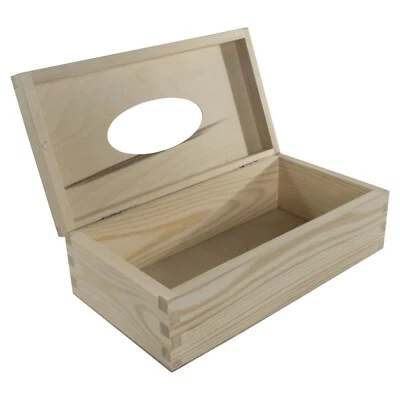 Rectangular Wooden Tissue Holder Box With Lid / Pinewood / Craft Decoupage Gift - Image 1 of 4