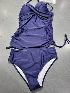 RXRXCOCO Cross Front Push Up Tankini Set, Blue Size XL - Picture 1 of 5