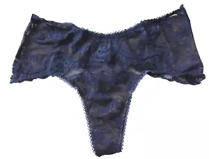 Victoria's Secret mittelhoher Tanga-Höschen Spitze Punkte Netz transparent blau Größe XS - Bild 1 von 5