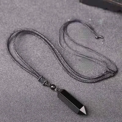 2025HOT Energy Black Obsidian Wand Pendant Healing Necklace Women/Men Gift - Image 1 of 4