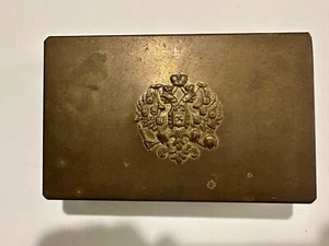 Antique WWI Era Imperial Russian Glass Tray with Brass Lid Card/Cigarette Holder - Picture 1 of 7