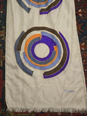 Cartier bufanda de seda blanco azul abstracto diseñador moda parís  Foto 1 de 4