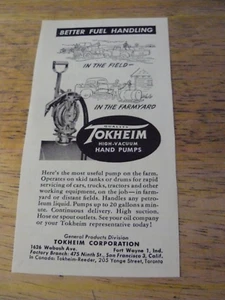 THE FARM QUARTERLY-SPRING 1957-AD- TOKHEIM HAND PUMPS/ FT WAYNE, IND/SAN FRAN CA - Picture 1 of 1