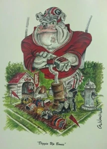 University of Georgia Bulldogs UGA SEC Football Print Diggin Up Bones - Picture 1 of 12