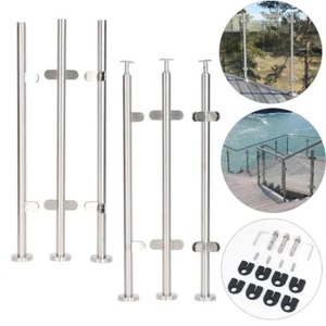 Silver Fence Balustrade Post Mid/Corner/End Post w/Clamp Stainless Steel Outdoor - Picture 1 of 24