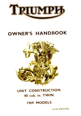 Triumph Owners Handbook Bonneville Tiger Trophy 650 T120 TR6 1969 USA - Image 1 of 4