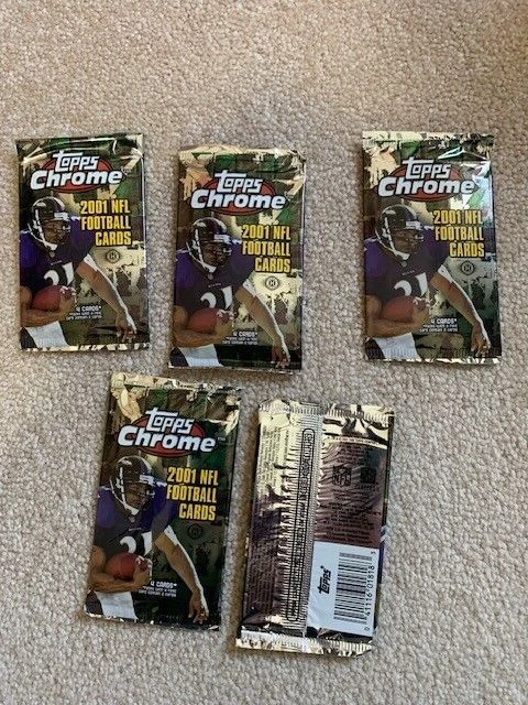 2001 Topps Chrome Football Hobby pack, 5 pack lot - Image 1 of 1