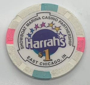 Harrah’s Showboat Casino $1 Chip East Chicago Indiana Riverboat H&C 1999 - Imagen 1 de 2