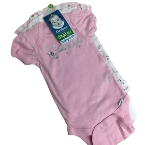 Body Creepers de algodón orgánico Gerber de 12 meses variedad paquete de 3 puntos rosados blancos - Imagen 1 de 12