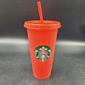 Starbucks Plastic Coffee Cup Red 24 oz. w/ Lid & Straw - Picture 1 of 6