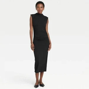 Vestido midi negro sin mangas tejido acanalado talla XL A New Day para mujer - Imagen 1 de 6