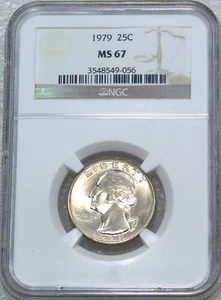 1979 Washington Quarter Business Strike NGC MS67 Super Luster #J743A - Foto 1 di 4