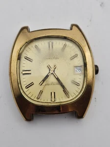 Vintage HAMILTON Electronic Mens Wrist Watch Case # 683009-4 Gold Indices - Picture 1 of 5