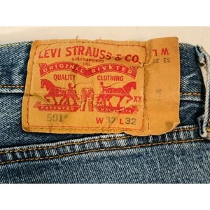 Levi Strauss Men's 501 33 x 32 Button Front Fly Jeans Blank Red Tab Used Cotton - Picture 1 of 11