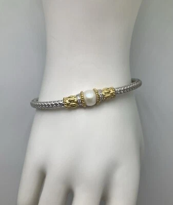 Brazalete Flexible Charles Garnier Perla Plata Esterlina Malla y Chapado en Oro Foto 1 de 4
