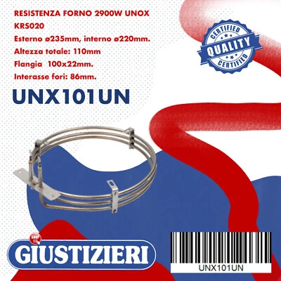 99186 RESISTENZA PER FORNI PROFES. UNOX KRS020, KRS1130A, RS1130A0 2900W 230V
