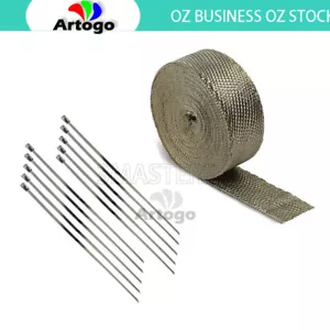 Exhaust Header Pipe Wrap heat tape 10M TAN Motorcycle Car MUFFLER boat 10ties - Picture 1 of 1