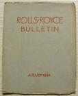 ROLLS ROYCE BULLETIN Hausmagazin August 1934 Auto FLUGZEUG Motor