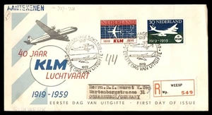 Mayfairstamps Países Bajos FDC 1959 KLM Combo Avión Primer Día Cubierta aat_50587 - Imagen 1 de 2