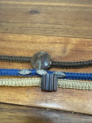 Lote de 3 brazaletes tejidos trenzados con cordón multicolor hechos a mano boho FF Foto 1 de 4