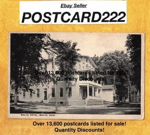 OH Malta 1908-30 vintage postcard hotel OHIO roadside - Picture 1 of 1