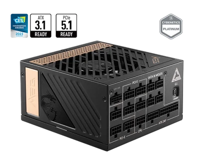 MSIMEG Ai1300P PCIE5 80+ Platinum 1300W Power Supply - Image 1 of 4