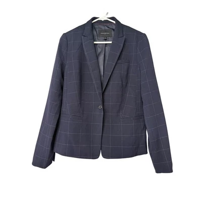Blazer Banana Republic azul marino ventana cuadros un botón para mujer talla 8 Foto 1 de 4