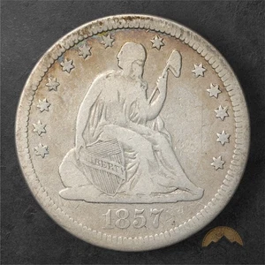 Cuarto de plata libertad sentada 1857 25c - Filadelfia - Imagen 1 de 2