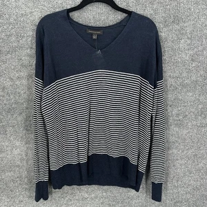 Banana Republic Shirt Womens Large Linen Blend Knit Striped Blue Long Sleeve NEW - Picture 1 of 9
