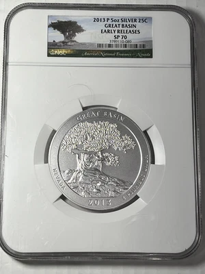 2013-P  Great Basin National Park  ATB 5 oz Silver :  NGC SP70 Early Releases - Image 1 of 2