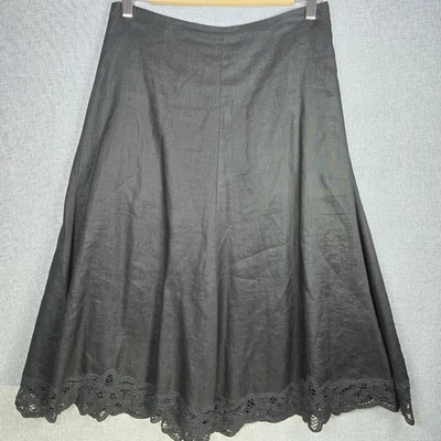 Falda de lino Banana Republic para mujer midi boho de encaje talla 2 XS negra totalmente forrada  Foto 1 de 4