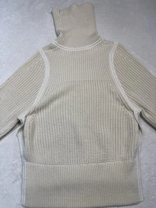 Helmut Lang Cream Rib Turtleneck Sweater Size M Sculptural Minimalist Quiet Lux - Picture 1 of 7
