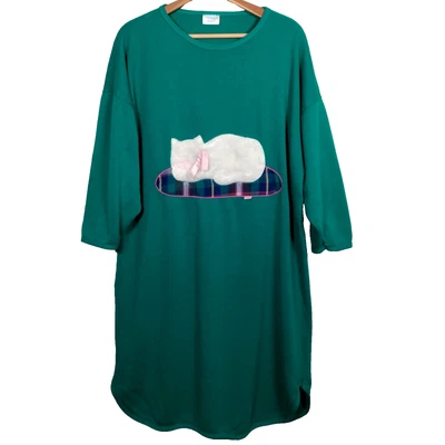 Camisón vintage Catnaps talla única azul turquesa tejido gato peludo retro EE. UU. Foto 1 de 4