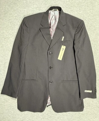 Chaqueta deportiva Wilke Rodriguez Blazer 40 larga negra a rayas mezcla de lana nueva con etiquetas Foto 1 de 4