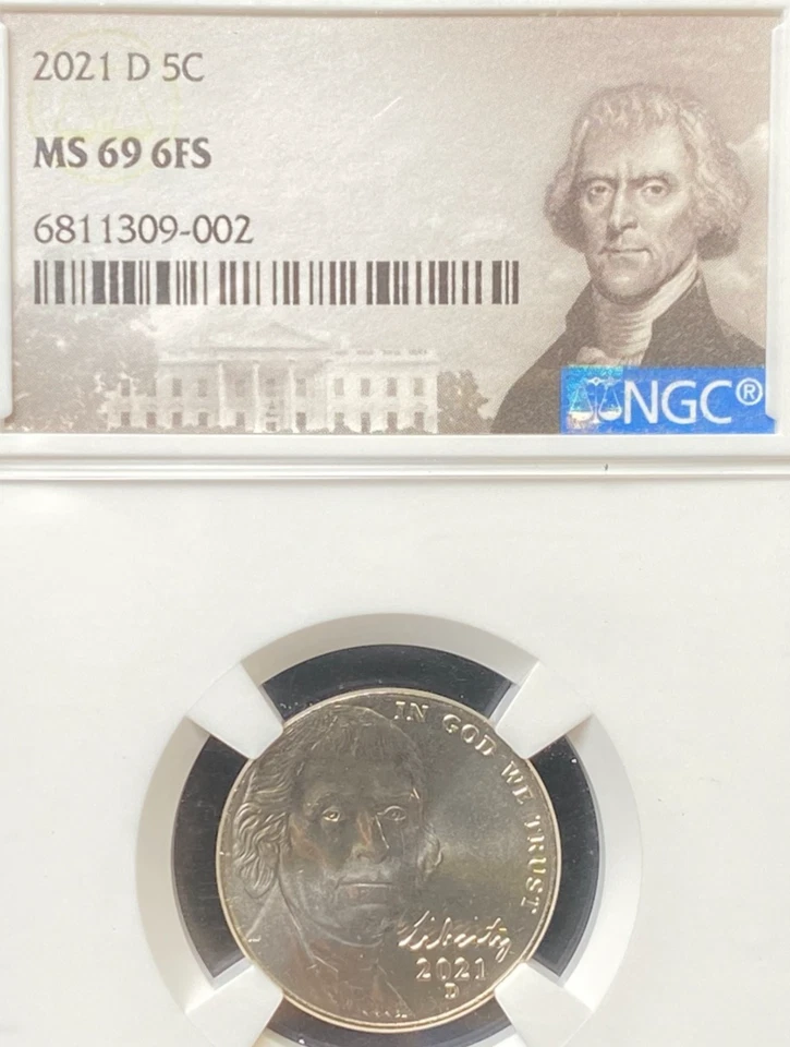 2021 D JEFFERSON NICKEL NGC MS 69 6FS (NO RESERVE) - Image 1 of 3