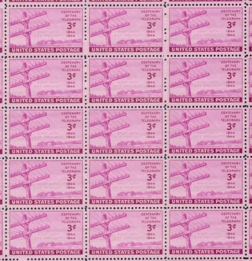 United States 3¢ Telegraph Centennial Postage Stamp #924 x 100 Singles - Image 1 of 1