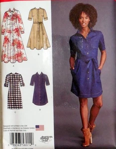 SIMPLICITY 8014 MUSTER MISS SHIRTKLEIDER LÄNGENVARIATION BINDEGÜRTEL 6-14 UC/FF - Bild 1 von 3