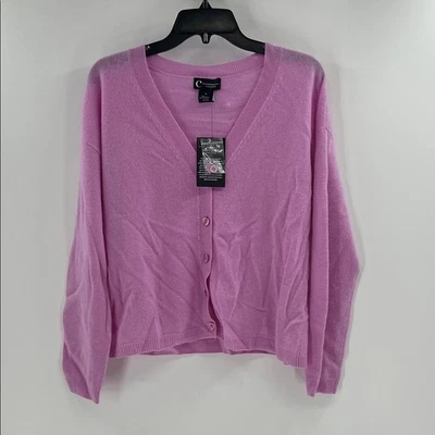 Cárdigan C by Bloomingdale's cuello en V 100 % cachemir - cuarzo rosa - S - nuevo con etiquetas Foto 1 de 4