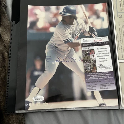 Eddie Murray HOF Baltimore Orioles signed 8x10 Photo Dodgers Tough Autograph - Image 1 of 3