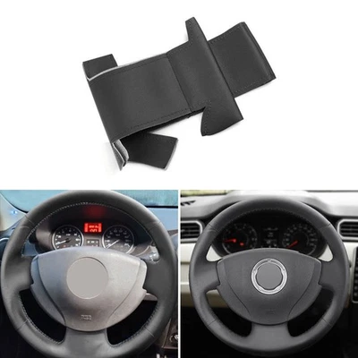 All Black Steering Wheel Sewing Leather Cover For Renault Twingo 2 2009 - 2013 - Image 1 of 4