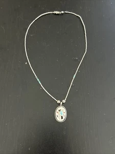 vintage sterling silver zuni necklace & pendant 15” - 6.4 Grams - Picture 1 of 5